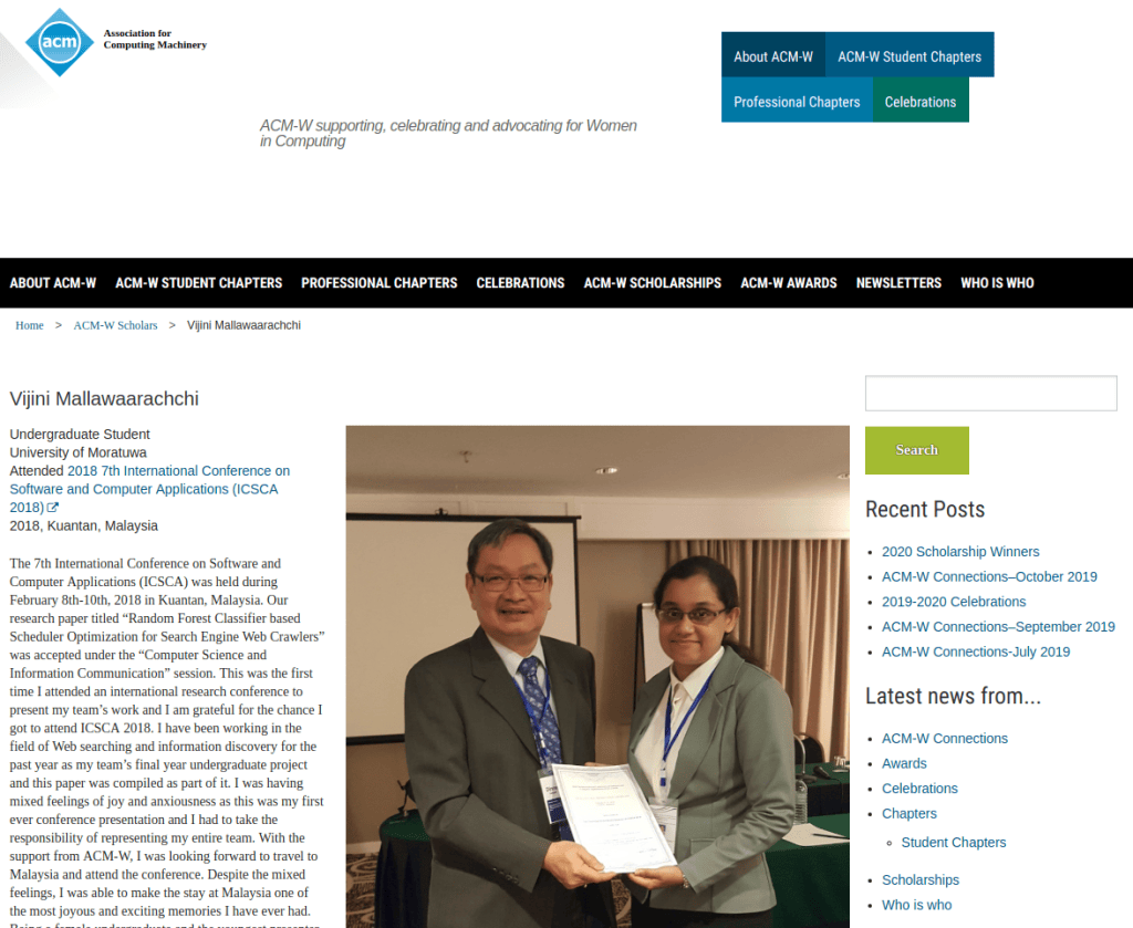 ACM-W Scholarship experience