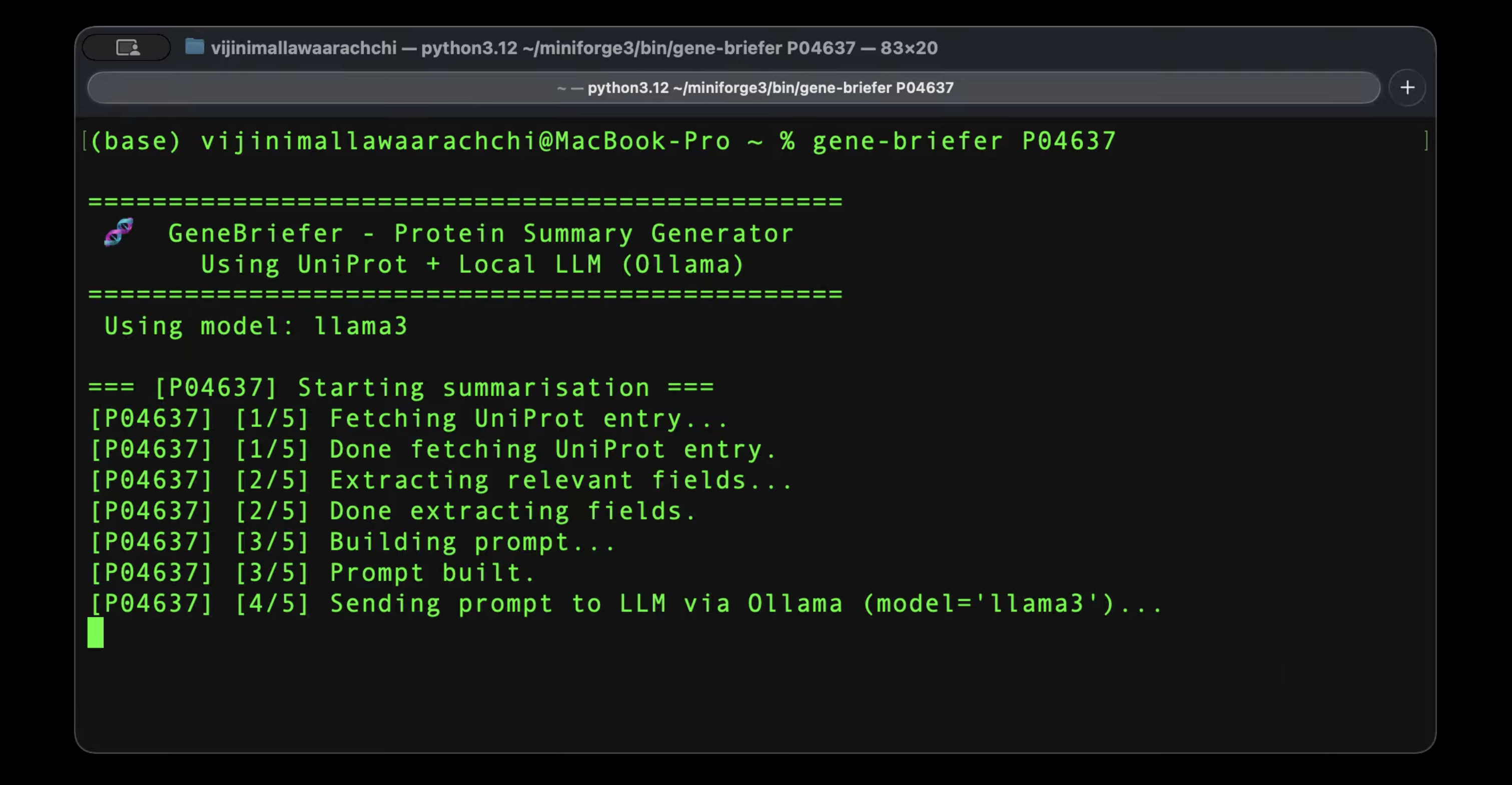 GeneBriefer command-line thumbnail